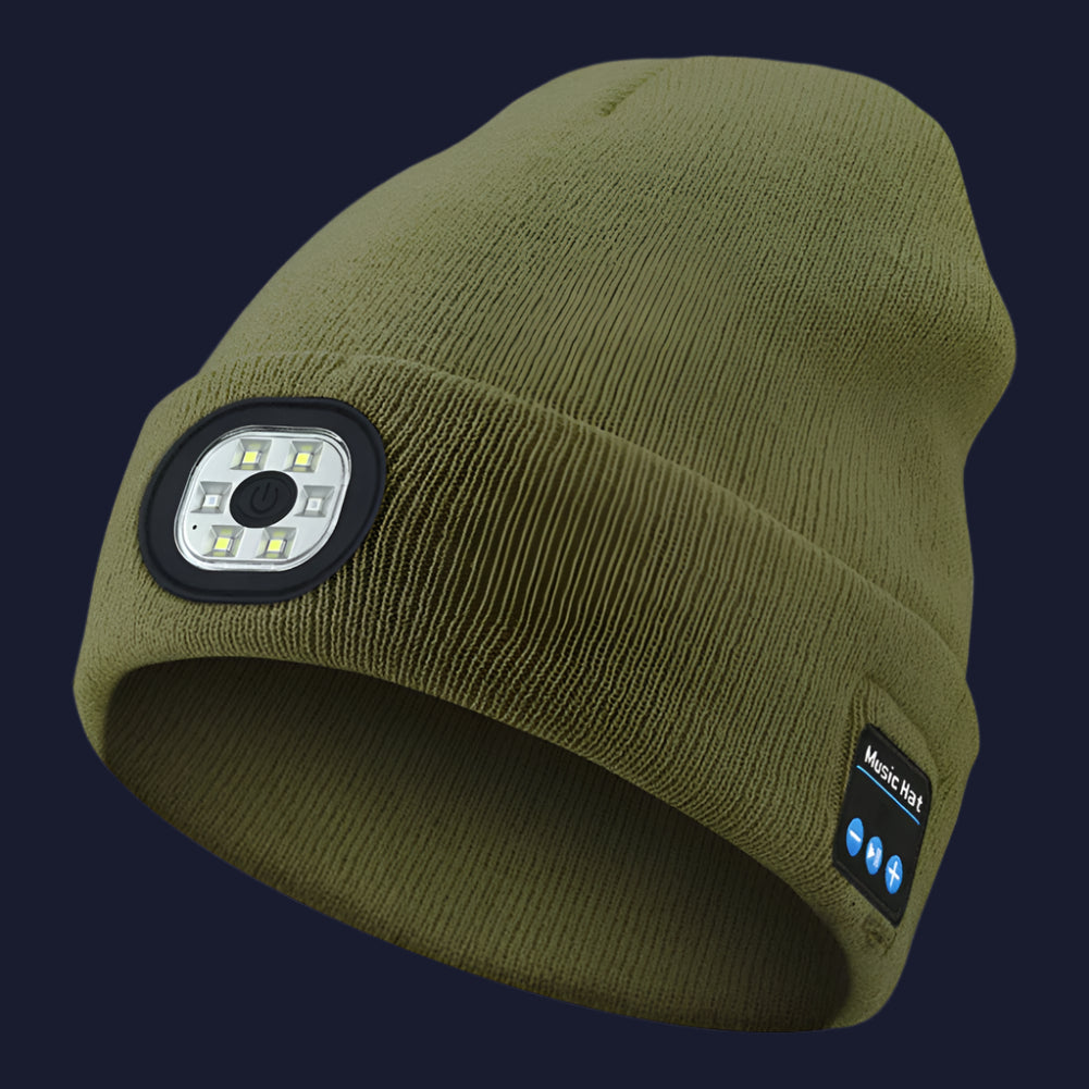 Bluetooth beanie with headlight