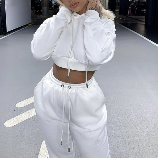 Women's slim crop top tracksuit