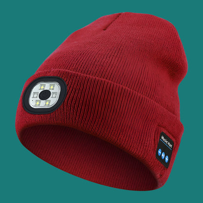 Bluetooth beanie with headlight