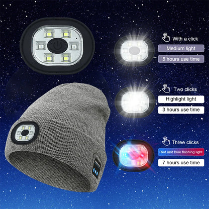 Bluetooth beanie with headlight