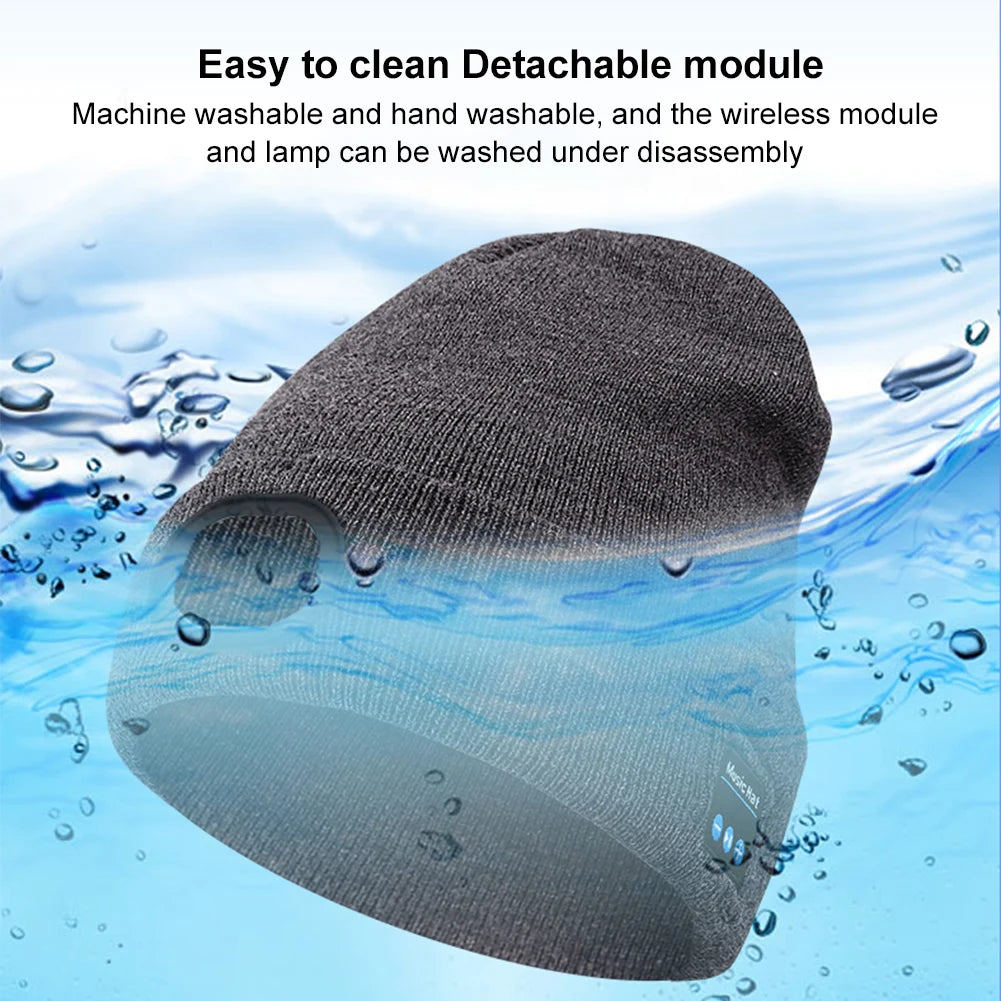 Bluetooth beanie with headlight