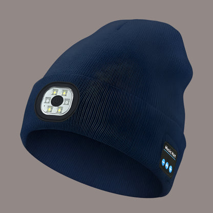 Bluetooth beanie with headlight