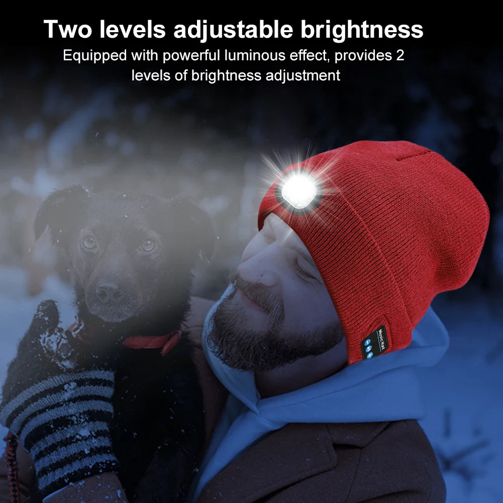 Bluetooth beanie with headlight