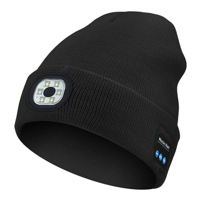 Bluetooth beanie with headlight