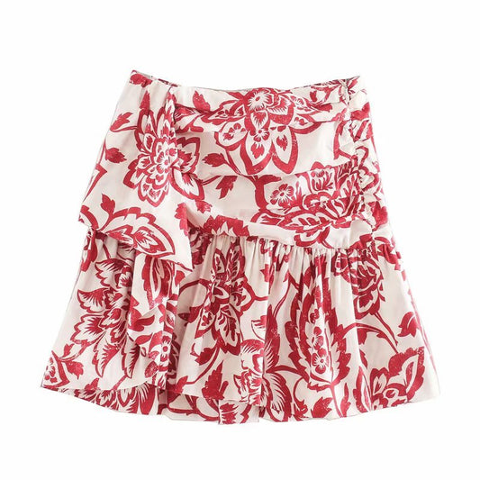 Tropical Flower pleated mini skirt