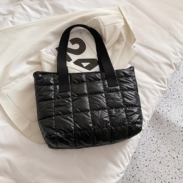 Black  Quilted Nylon Shoulder Bag